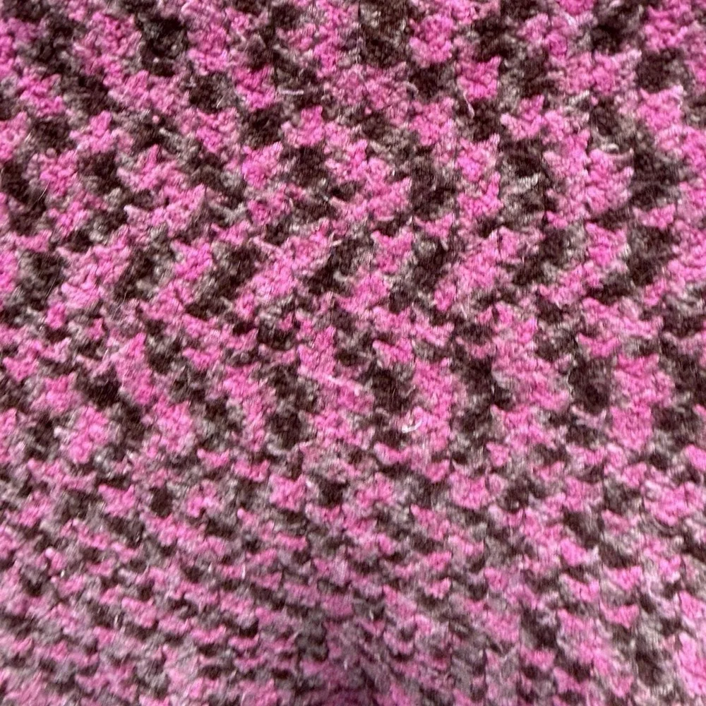 Handmade Crochet Chevron Ripple Lap Throw 46x33 Pink Brown Textured